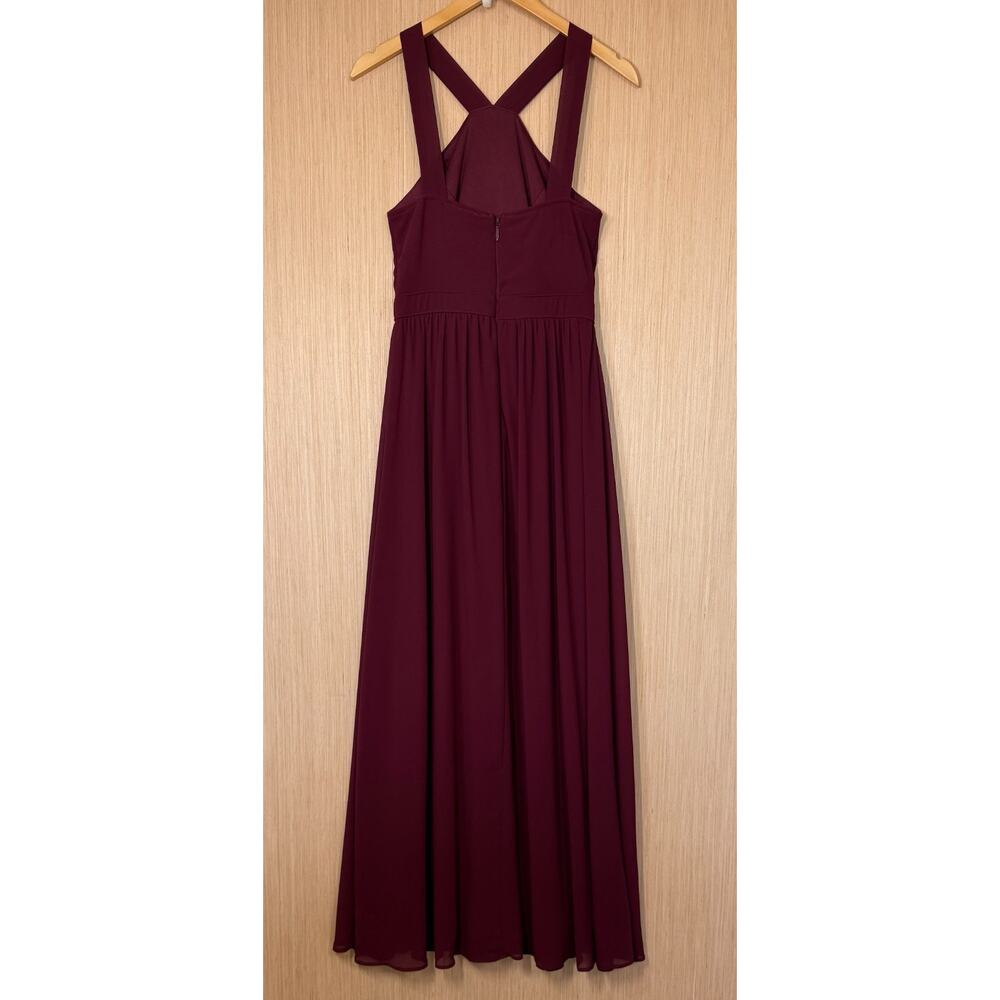 Lulus Air of Romance Burgundy Maxi Dress Size Small Halter Georgette Fabric - Picture 5 of 13
